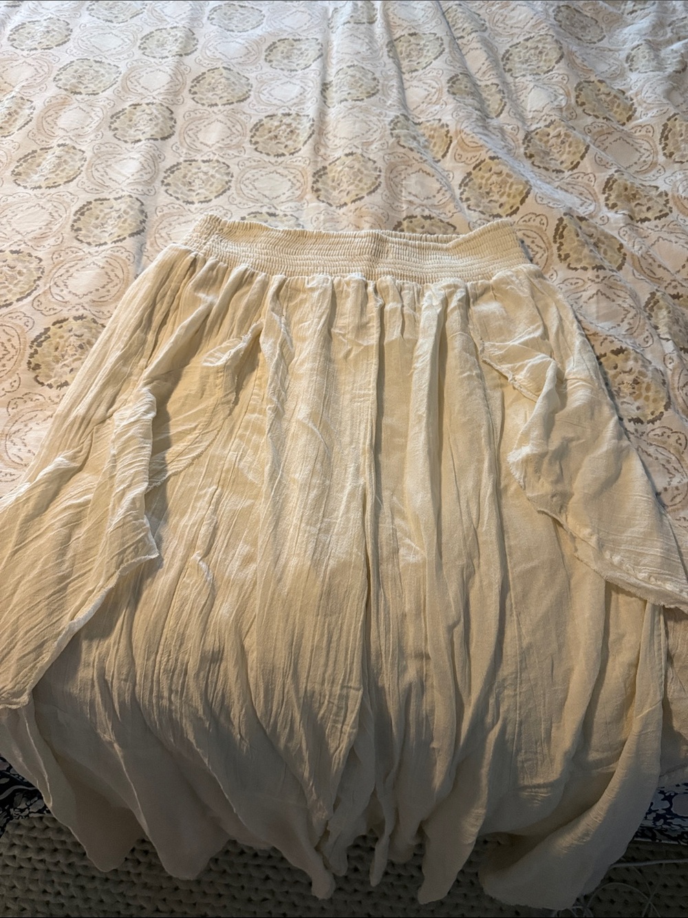 Free People Cream Wide Leg Layered Gauze Pants - Picture 4 of 7